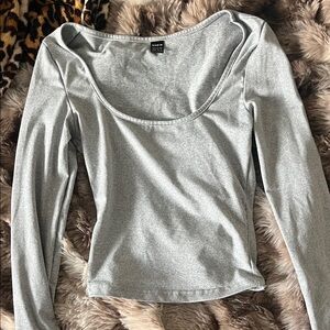 SHEIN Silver Long Sleeve Top